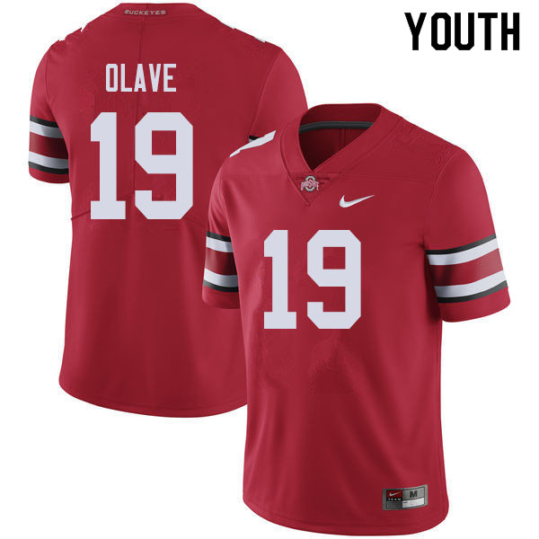 Ohio State Buckeyes Chris Olave Youth #19 Red Authentic Stitched College Football Jersey